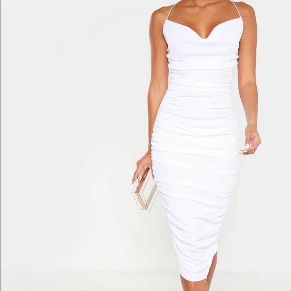 white ruched dress plt PrettyLittleThing | Dresses | All White Ruched Dress